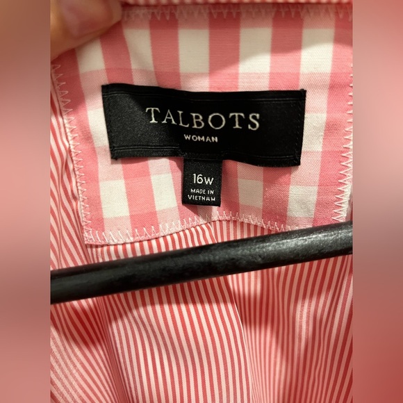 Women's Talbots Pink Gingham Check Blazer Jacket Size 16W plus size - Picture 8 of 9